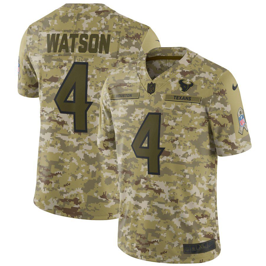 Men Houston Texans #4 Watson Nike Camo Salute to Service Retired Player Limited NFL Jerseys